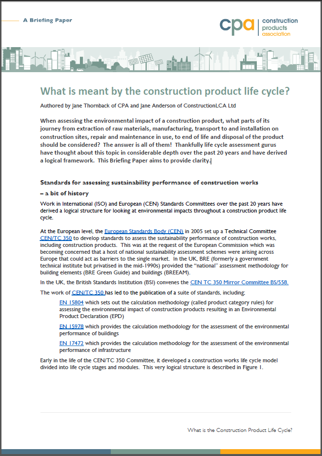 What Is Meant By The Construction Product Life Cycle 